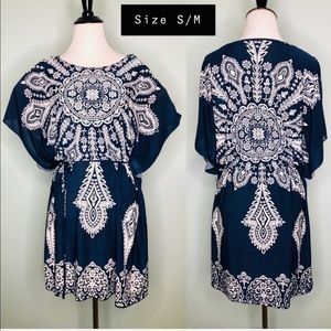 💥 5/$25 Navy & White Mandala Design Mini Dress